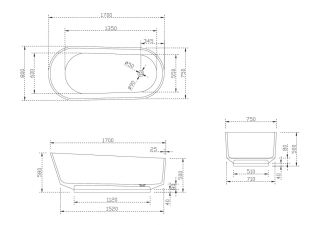 Прозрачная ванна ABBER Kristall AT9706Aquamarin из полиэфирной смолы 170x80см бирюзовый